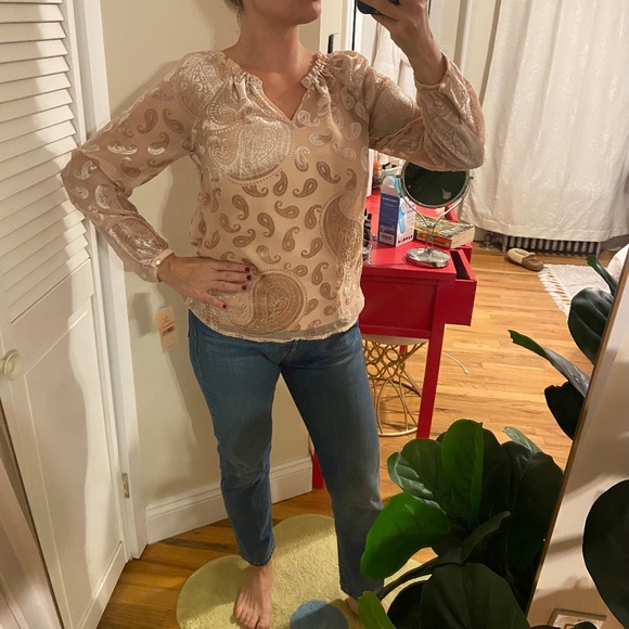 NWT Nanette Lepore Modern Glam Gold Burnout Velvet Blouse - Small - Picture 5 of 15